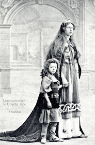 220596 Portret van Thusnelda, vorstin van de Cheruscen, voorgesteld door F. Alting Mees met haar zoontjeThumelicus, ...